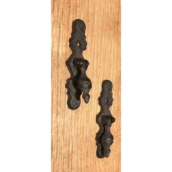 Two (2) Cast Iron Vertical Hinged Cabinet Drawer Pulls Handles Two (2) 0184-0208 - Picture 1 of 9